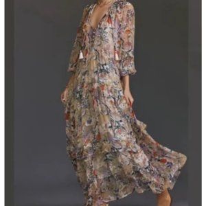 Anthropolgie Printed Maxi Dress, Long Sleeve